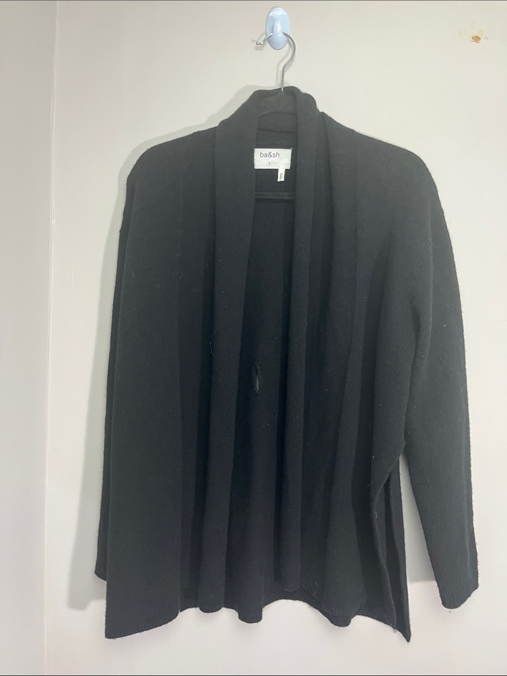 ba&sh Black wool Open Drape Women's Cardigan with belt loops